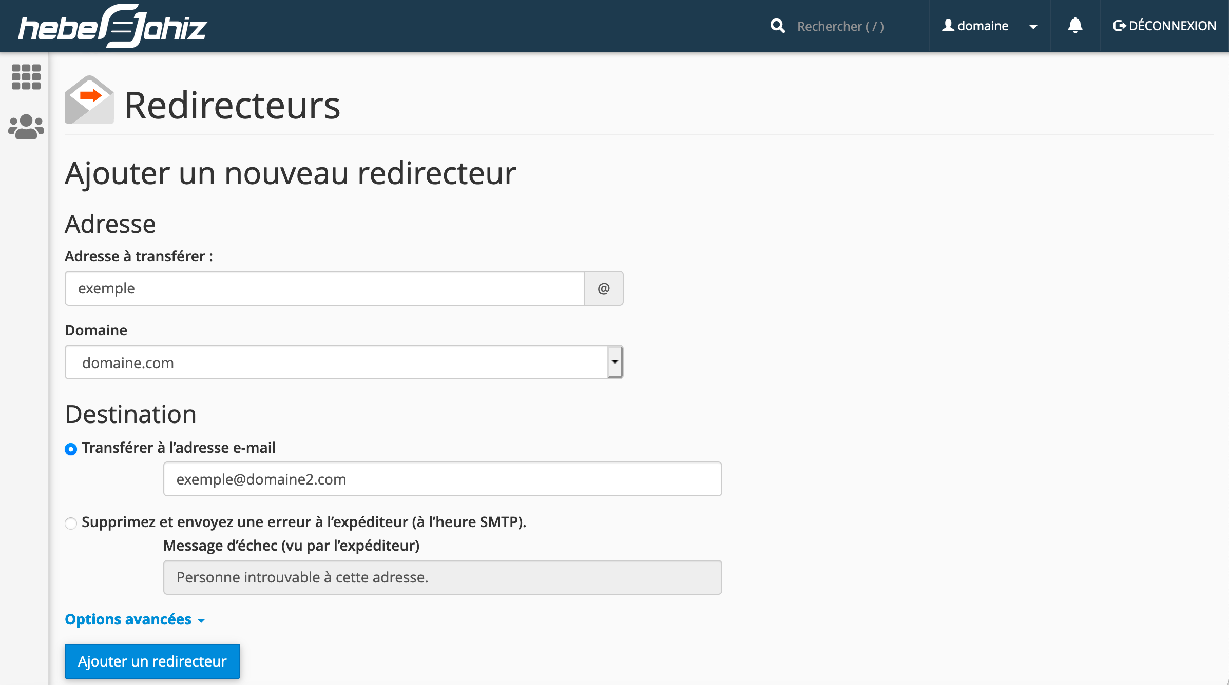 cPanel - Ajouterune redirection email