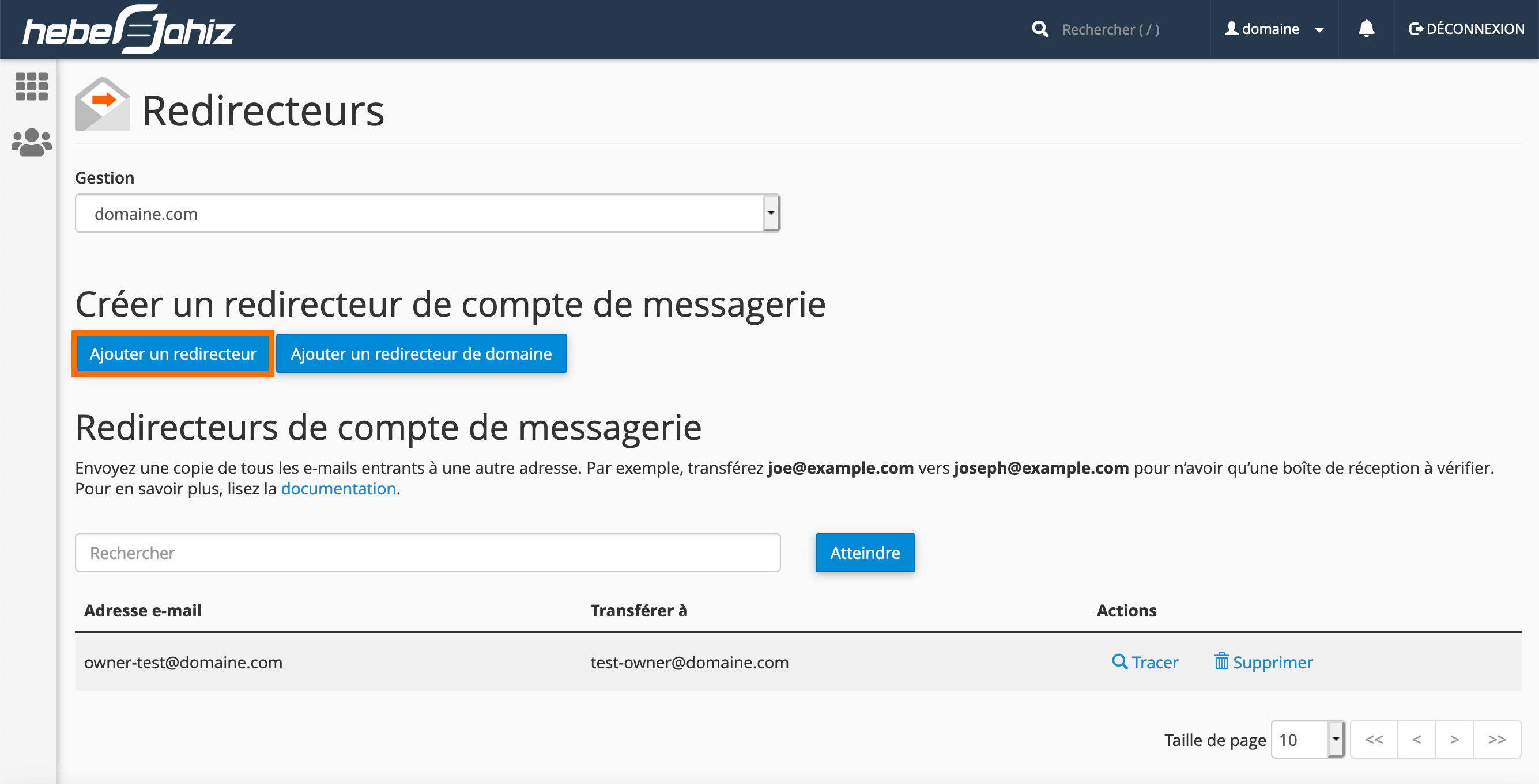 cPanel - Ajouter un redirecteur