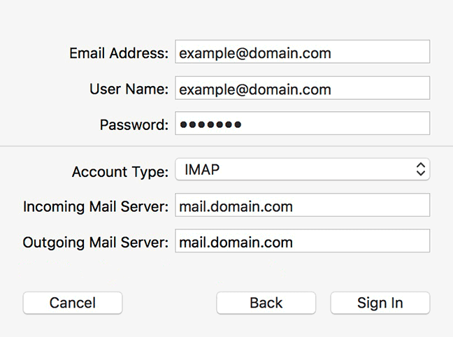 MacOS Mail : Account settings