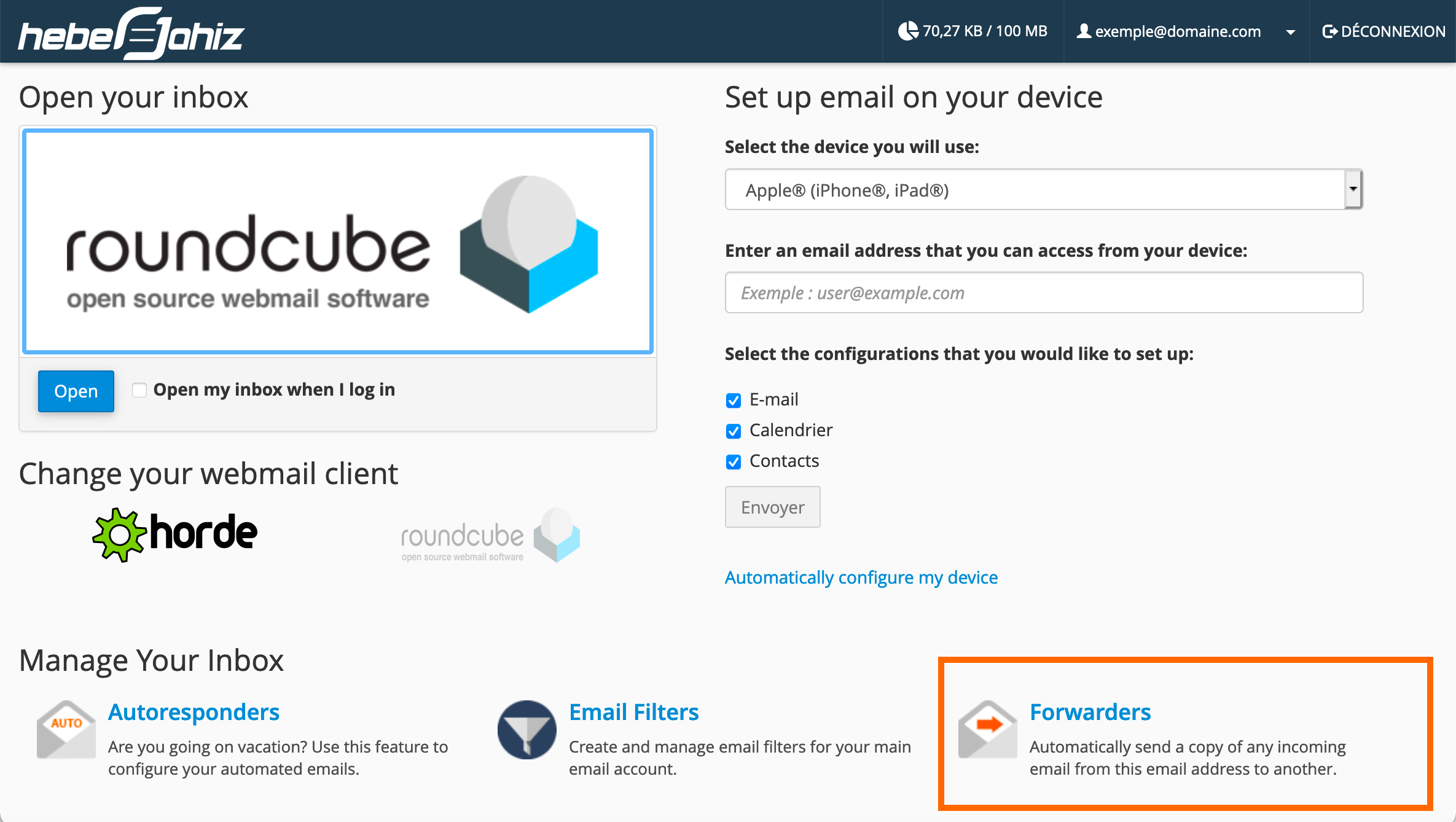 Webmail - Redirecteurs