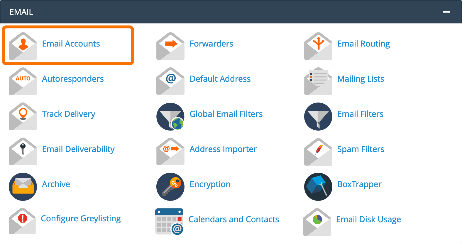 cPanel : Email Accounts