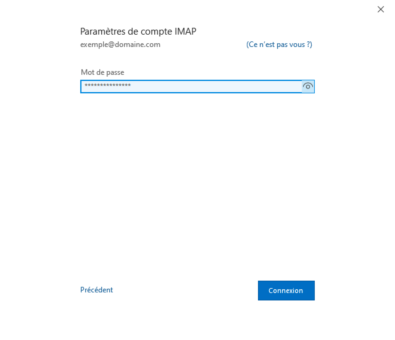 Outlook 365 : Mot de passe du compte