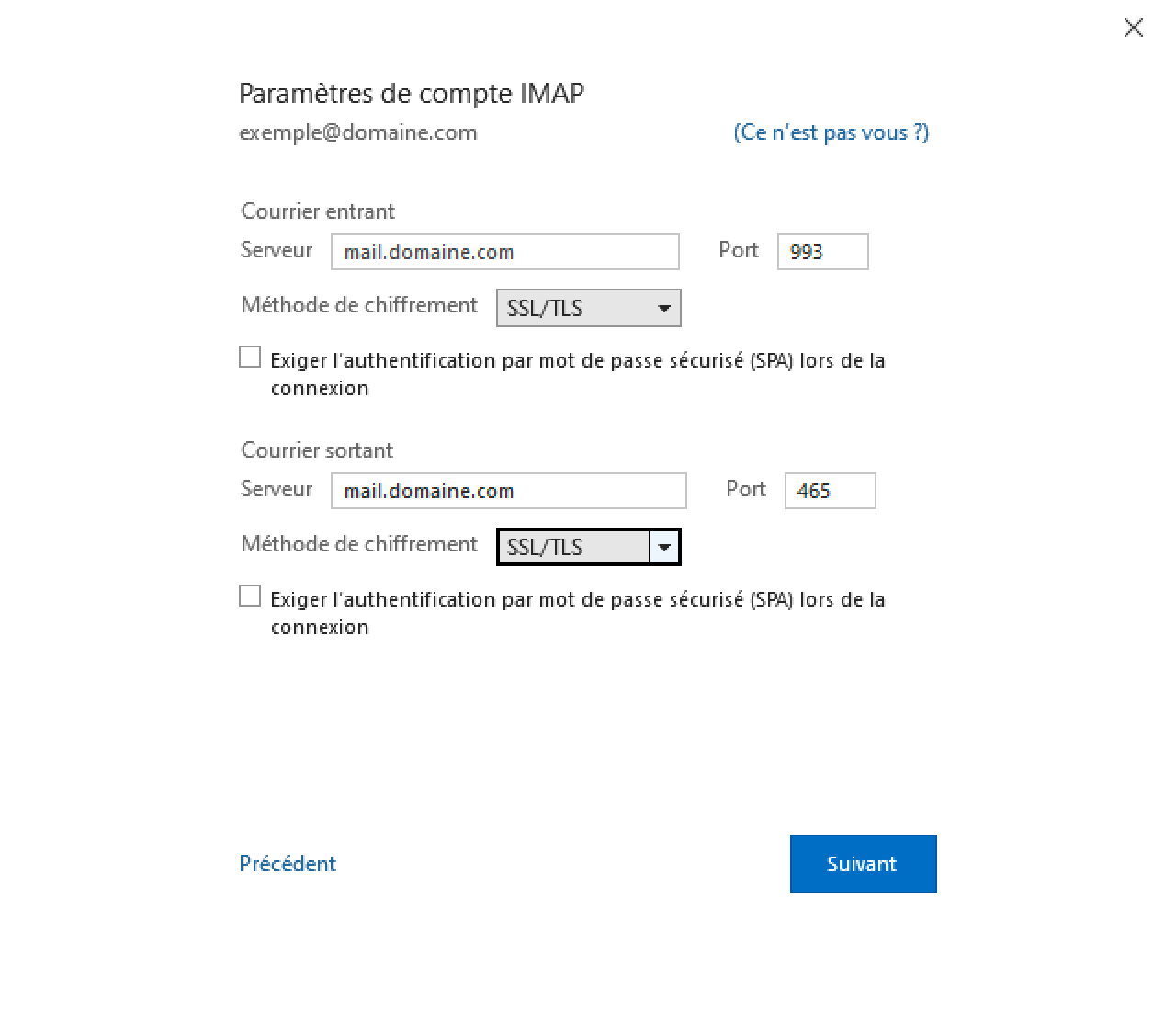 Outlook 365 : Paramètres du compte